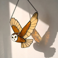 Vente flash - Ornement suspendu en verre coloré Art Déco en forme de hibou, fait main, décoration colorée pour la maison, cadeau d'anniversaire, en stock, vente en gros