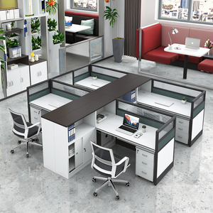 Mesa de oficina blanca de madera moderna Mesa de personal comercial Estación DE TRABAJO modular Cajón Gabinete alto Escritorios de oficina modulares para 3 4 personas - Product Image 4