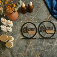 Panneau de bureau circulaire personnalisé en acrylique, effet métallique 3D, support de logo, signalétique de table personnalisée pour salon de beauté, studio, décoration de bureau