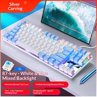 Clavier mécanique filaire pour jeux YINDIAO ZK3 104 87 touches, panneau métallique, LED arc-en-ciel, interrupteurs bleus/noirs pour PC portable