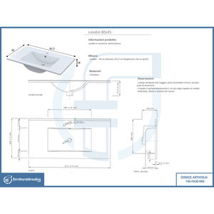 Lavabo in Ceramica da 80x45cm, Categoria Prodotto: Lavabi - Product Image 2