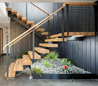 VIKO Villa moderne dans la salle Style simple Escalier droit en bois brossé Mono Stringer