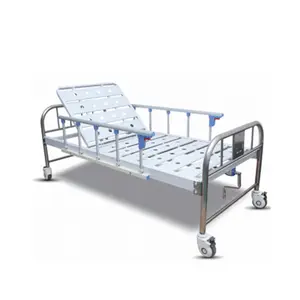 BT-AM309 ucuz 1 krank manuel hastane ayarlanabilir yatak tıbbi yarı fowler hasta yatağı raylı tekerlekler fiyat
