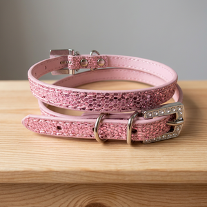 Personalized Rhinestone Dog <b>Collar</b> PU Leather Snake Skin Texture Crystal Name Plate Buckle Luxury Pet <b>Collars</b> - Product Image 4