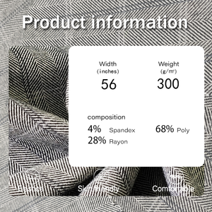 Лидер продаж, SLCP 300GSM спандекс/полиэстер/вискоза, растягивающееся плетеное полотно в елочку, переработанное полотно для одежды, домашнего текстиля - Product Image 2