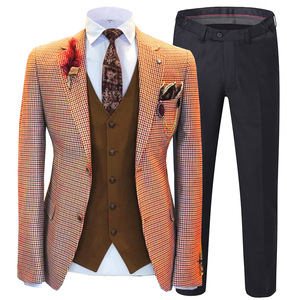 Gran oferta, <span class=keywords><strong>traje</strong></span> de tres <span class=keywords><strong>piezas</strong></span> de <span class=keywords><strong>tweed</strong></span> <span class=keywords><strong>a</strong></span> <span class=keywords><strong>cuadros</strong></span> para hombre, <span class=keywords><strong>traje</strong></span> de hombre marrón Formal de <span class=keywords><strong>3</strong></span> <span class=keywords><strong>piezas</strong></span>, chal ajustado con solapa, padrinos de boda suaves - Product Image 6