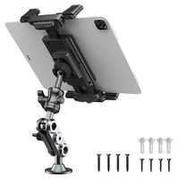 Support de tablette en métal robuste, support de téléphone à vis à 2 niveaux, support de téléphone réglable à 360 degrés pour tableau de bord de voiture, vélos, bateaux