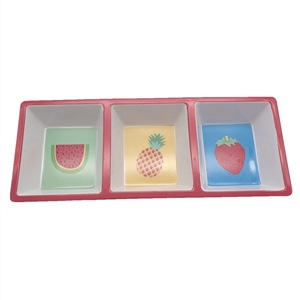 Servizio OEM vassoio da portata con scomparto in melamina a tre sezioni per la stampa personalizzata per la decorazione della festa - Product Image 6