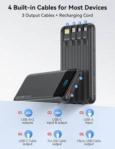 Batterie externe portable HYTO 10000mAh avec affichage numérique LED, charge rapide 22.5W et <span class=keywords><strong>4</strong></span> câbles intégrés - Product Image 2