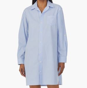 Pigiama <span class=keywords><strong>da</strong></span> donna in cotone traspirante, <span class=keywords><strong>camicia</strong></span> <span class=keywords><strong>da</strong></span> <span class=keywords><strong>notte</strong></span> a righe a maniche lunghe, abbigliamento <span class=keywords><strong>da</strong></span> <span class=keywords><strong>notte</strong></span> femminile morbido estivo, loungewear ODM, abbigliamento <span class=keywords><strong>da</strong></span> <span class=keywords><strong>notte</strong></span> <span class=keywords><strong>da</strong></span> donna - Product Image 4