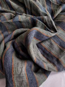 Yarn Dyed Stripe Delave French Linen Fabric With Stone Washed For Dress - Product Image 3