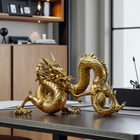 Statue de dragon de style chinois en métal moulé, gravée, découpée, imprimée, plaquée or, décoration d'intérieur, sculpture