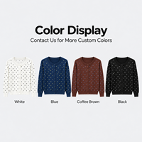 Logo Kustom OEM ODM Atasan Rajut Kerah Bulat Wanita Cardigan Jacquard Polkadot Prancis Musim Semi Gugur Sweater Lengan Panjang Serbaguna