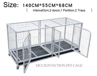 Cages d'élevage personnalisables pour animaux de compagnie de grande taille, en fer double, avec plateau en plastique à motif solide et respirant