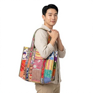 Bolsa de Mano Grande de Algodón con Diseño Bohemio para Mujer, con Dos Aberturas, Impermeable, de Alta Calidad, Bolsos de Hombro para Mujer - Product Image 1