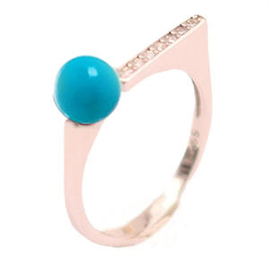Bagues pour femmes en argent sterling classique de style 2025 avec pierre ronde en turquoise certifiée CMA pour la vente en gros - Product Image 6