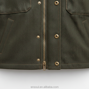 سترة رجالية عالية الجودة بنمط مخصص وتصميم مرقع، سترة خارجية للترفيه مقاومة للرياح من القماش والجلد بأسلوب عصري وريترو - Product Image 3