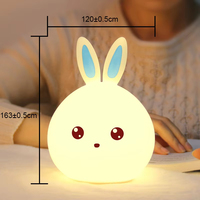 Veilleuse LED rechargeable Lapin mignon Lumière colorée Clap Lamp Pat Lamp Night Feeding Baby Bedroom and Kid's Christmas Gift