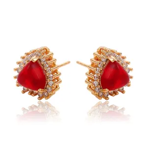 91208 Wholesale elegant women jewelry royal style colorful opal 18k gold plated stud earrings