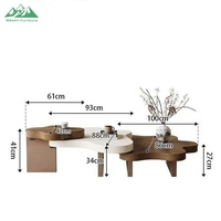 Table basse Wayon, nouveau style, durable, moderne, en bois, design nuage, plateau en marbre, pour petit salon