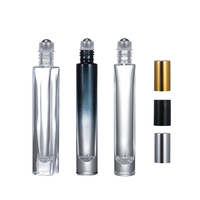 Elegante Botella de Perfume Árabe de 3ml 6ml 10ml 12ml, Botellas de Vidrio Cuadradas, Octogonales y Redondas Transparentes para Attar, con Rodillo Metálico