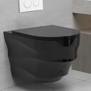 מבריק לבן שחור צבע שירותים תלוי כלי סניטריים ארון מים חדר אמבטיה ללא מסגרת מיכל נסתר קרמיקה קומקום אסלה תלוי קיר