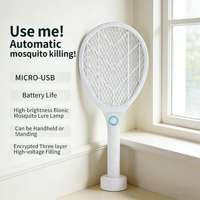 Raquette anti-moustiques électrique en gros, raquette anti-moustiques automatique 2-en-1, rechargeable par USB, pour usage domestique