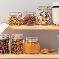 Bocal en verre hermétique avec couvercles à boucle, écologique, portable, capacité de 150 ml, récipient de stockage alimentaire pour la cuisine, la mise en conserve, les céréales, les pâtes