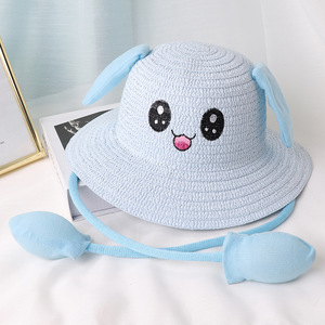 Chapeaux de paille à oreilles de <span class=keywords><strong>lapin</strong></span> tricotées pour enfants, vente <span class=keywords><strong>en</strong></span> gros, chapeaux de soleil d'été personnalisés pour la plage, chapeaux de paille à oreilles de <span class=keywords><strong>lapin</strong></span> pour enfants - Product Image 2
