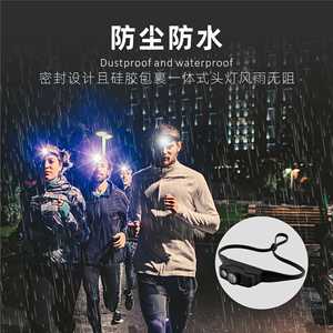 Lampe frontale en silicone ultralégère rechargeable à LED avec batterie 1200 mAh pour la course nocturne et l'exploitation minière - Product Image 1