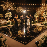 Plancher de danse portable YASHI noir brillant de 1,22 m x 1,22 m, épaisseur 22 mm, pour mariages, fêtes, banquets, événements hôteliers - Modulaire à emboîtement