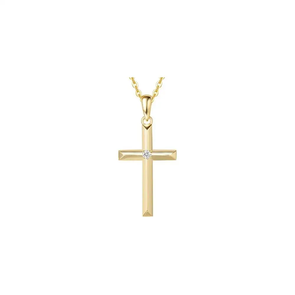 10K Or Massif Petit 0.025cttw Diamant Crucifix Croix Pendentif Collier Fine Jewelry Anniversaire Cadeaux D'anniversaire pour Femmes Filles.