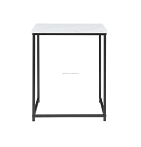 Tavoli laterali in finto <span class=keywords><strong>marmo</strong></span> Set di 3 tavoli da soggiorno scorrevoli con struttura in metallo quadrati divano tavolo in <span class=keywords><strong>marmo</strong></span> bianco - Product Image 4