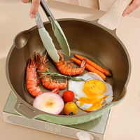 Ensemble de casseroles et poêles antiadhésives en aluminium vert, faciles à nettoyer, avec couvercle transparent et poignée en bois – Vente chaude
