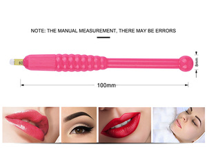 Pluma manual desechable 18U de plástico rosa para microblading, mango para tatuaje de cejas para maquillaje semipermanente - Product Image 3