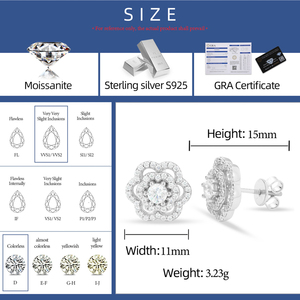 Thanh Lịch Rose Stud Bông Tai 925 Sterling Silver Bạc Lấp Lánh Moissanite Kim Cương Đồ Trang Sức Thời Trang Đinh tán Tai Cho Nam Giới Phụ Nữ - Product Image 6