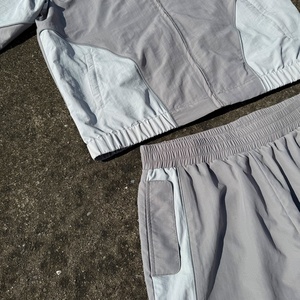 Custom Polyester Men Jogger Set Two Piece Patchwork Zip up Jacket and Nylon Track <b>Pants</b> Set Windbreaker Nylon Tracksuit - Product Image 3