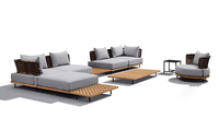 Canapé d'extérieur en teck de qualité supérieure, résistant aux UV et imperméable, mobilier de jardin en toile pour villas et hôtels