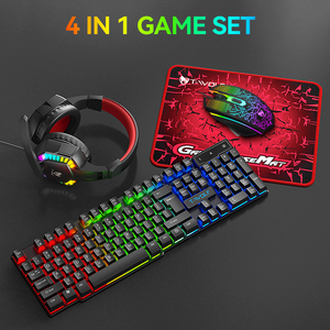 <span class=keywords><strong>104</strong></span> Phím 4 Trong 1 RGB Nga Tây Ban Nha Tiếng Anh Chơi Game Bàn Phím Có Dây Chuột Combos Với Chuột Pad Và Tai Nghe - Product Image 5