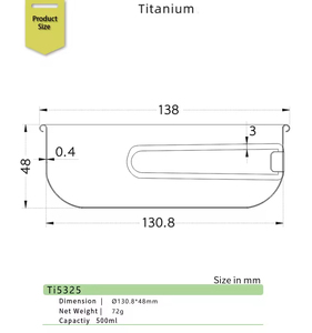 Bol de camping compact en titane pur de qualité supérieure, 500 ml, à paroi simple, avec poignée pliable, design ultraléger et portable, pour la randonnée et le backpacking - Product Image 4