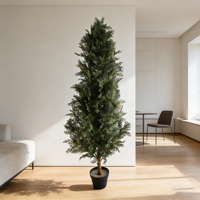 Arbre Topiaire Artificiel en Cèdre Personnalisé, Plante en Pot Faux, Arbre de Pin Cyprès Evergreen Faux pour Jardin Extérieur, Porche, Porte