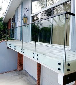 Balustrade élégante en verre <span class=keywords><strong>sans</strong></span> cadre avec <span class=keywords><strong>rail</strong></span> supérieur ou <span class=keywords><strong>sans</strong></span> options de <span class=keywords><strong>rail</strong></span> pour les projets de balcon de villa moderne Garde-corps en verre - Product Image 1