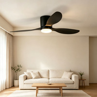 Ventilateur de plafond LED haut de gamme à trois pales avec moteur DC, 6 vitesses, télécommande, intensité variable, lumière LED 3000K-6000K et télécommande