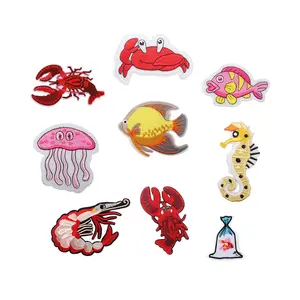 Yiwu wintop 사랑스러운 바다 세계 테마 해양 동물 디자인 철 자수 패치 가방 모자 의류
