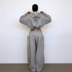 Ensemble survêtement vintage surdimensionné pour femmes, 2 pièces, pantalon <span class=keywords><strong>cargo</strong></span> imprimé respirant et sweat-shirt pour l'hiver - Product Image 2