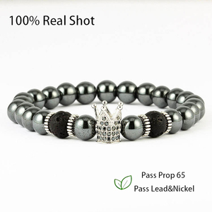 <span class=keywords><strong>Bracciale</strong></span> da uomo <span class=keywords><strong>con</strong></span> perline a corona in zircone nero da 8 mm <span class=keywords><strong>con</strong></span> placcatura in oro, gioielli in pietra naturale per il buddismo, materiale in <span class=keywords><strong>giada</strong></span> - Product Image 4