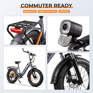 จักรยานไฟฟ้า Vakole รุ่น SG20 City ขนาด 20 นิ้ว ยาง Fat Tire มอเตอร์ไร้แปรงถ่าน 48V 250W เบรกดิสก์ไฮดรอลิก โครงอะลูมิเนียมอัลลอยด์ แบตเตอรี่ลิเธียม - Product Image 3