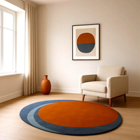 Tapis Eclipse Solaire Prêt à la Vente, Taille Personnalisée, Forme Ronde, Tissé à la Main, 100% Laine, Antidérapant, Tapis Moderne à Vendre