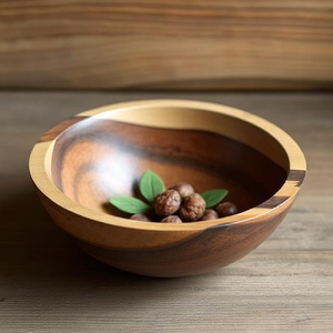 Tazón de Madera Artesanal Moderno, Duradero y Elegante, con Acabado Liso, para Servir Ensaladas y Frutos Secos, Marca RMW - Product Image 1