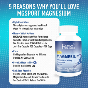 Cápsulas de Magnesio de Alta Calidad 380 mg, Apoyo para la Salud del Corazón y del Sistema Inmunitario para Hombres y Mujeres, Suplementos de Magnesio para el Cuidado de la Salud - Product Image 3